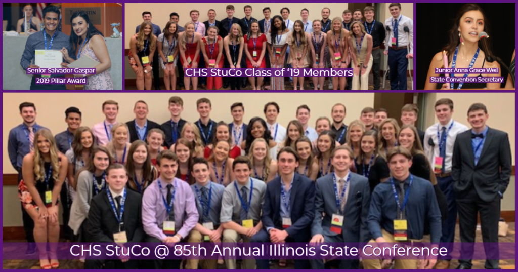 Photo collage of Student Council at 2019 State Conference