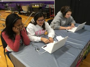 Girls working on laptops