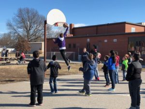 CHS basketball players play with Caseyville students