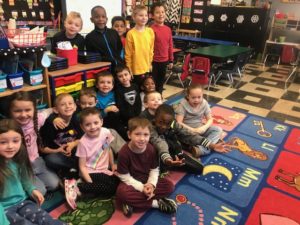 Mrs. Rennie's class at Webster Elementary sitting in the classroom