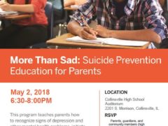 Photo of flyer for May 2 suicide prevention edcuation event at Collinsville High School