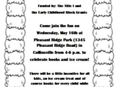 flyer for Title 1 Ice Cream Event on May 16 2018