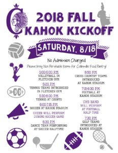 Flyer with 2018 Fall Kickoff Information 