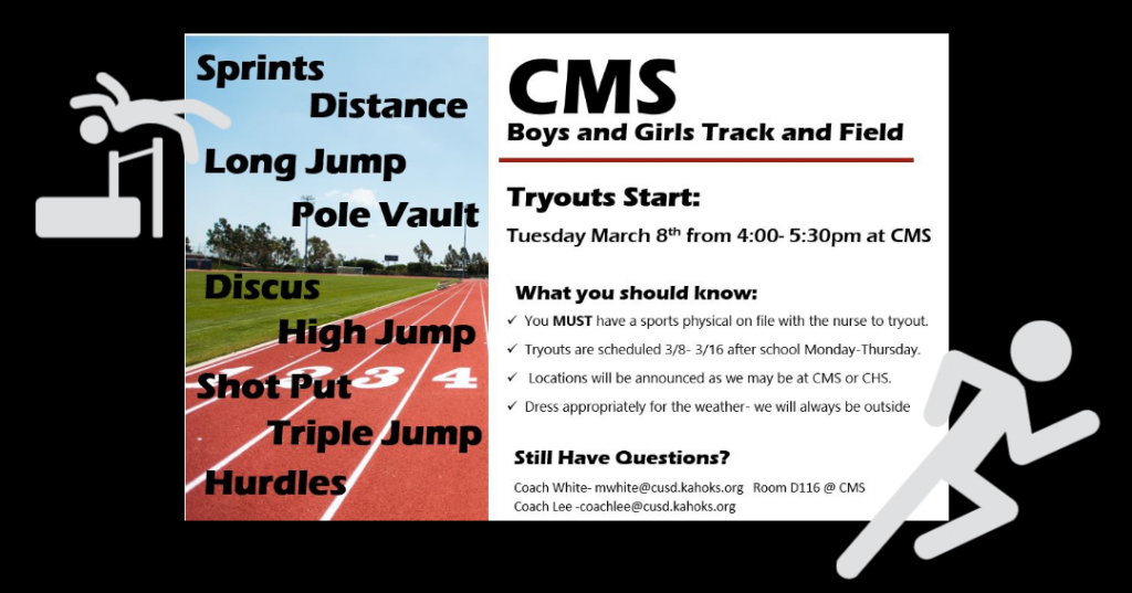 CMS Track & Field Tryouts 3/8-3/16/22 - Collinsville Kahoks