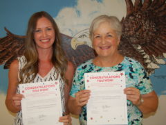 Sarah Owen and Dorothy Joyce with certificates