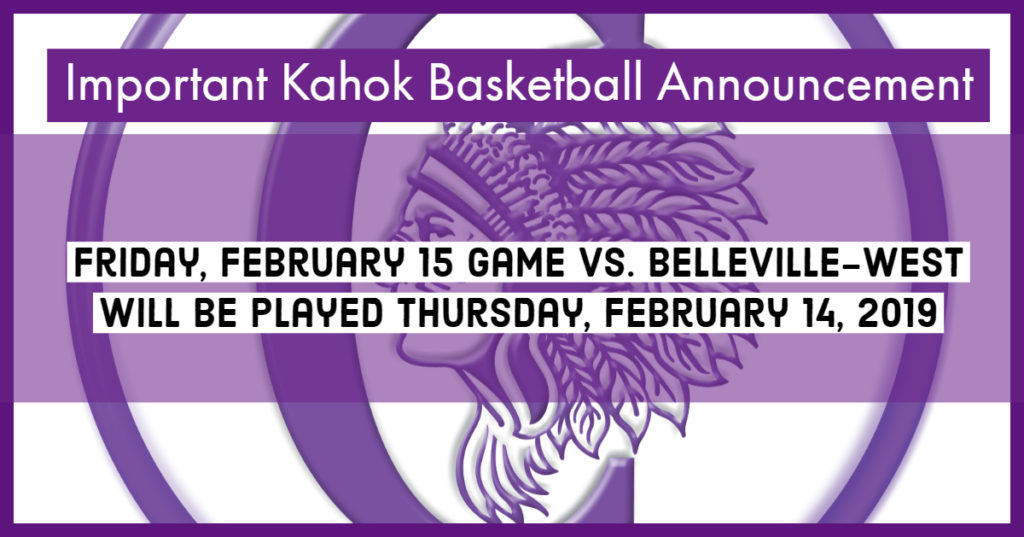 Kahok Boys Basketball vs. Belleville-West Moved to 2/14/19