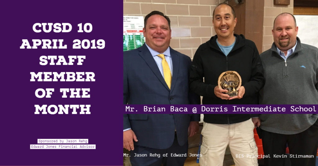 Mr. Baca honored at April 2019 Staff Member of the Month