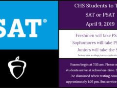 CHS Students Take State Mandated SAT or PSAT April 9, 2019