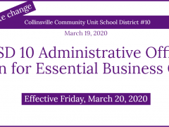CUSD 10 Administrative Offices Open for Essential Business Only Beginning Friday, March 20, 2020