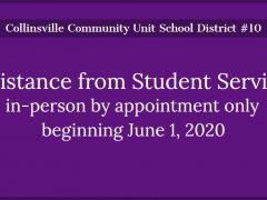 Student Services In-person Assistance by Appointment Beginning June 1, 2020