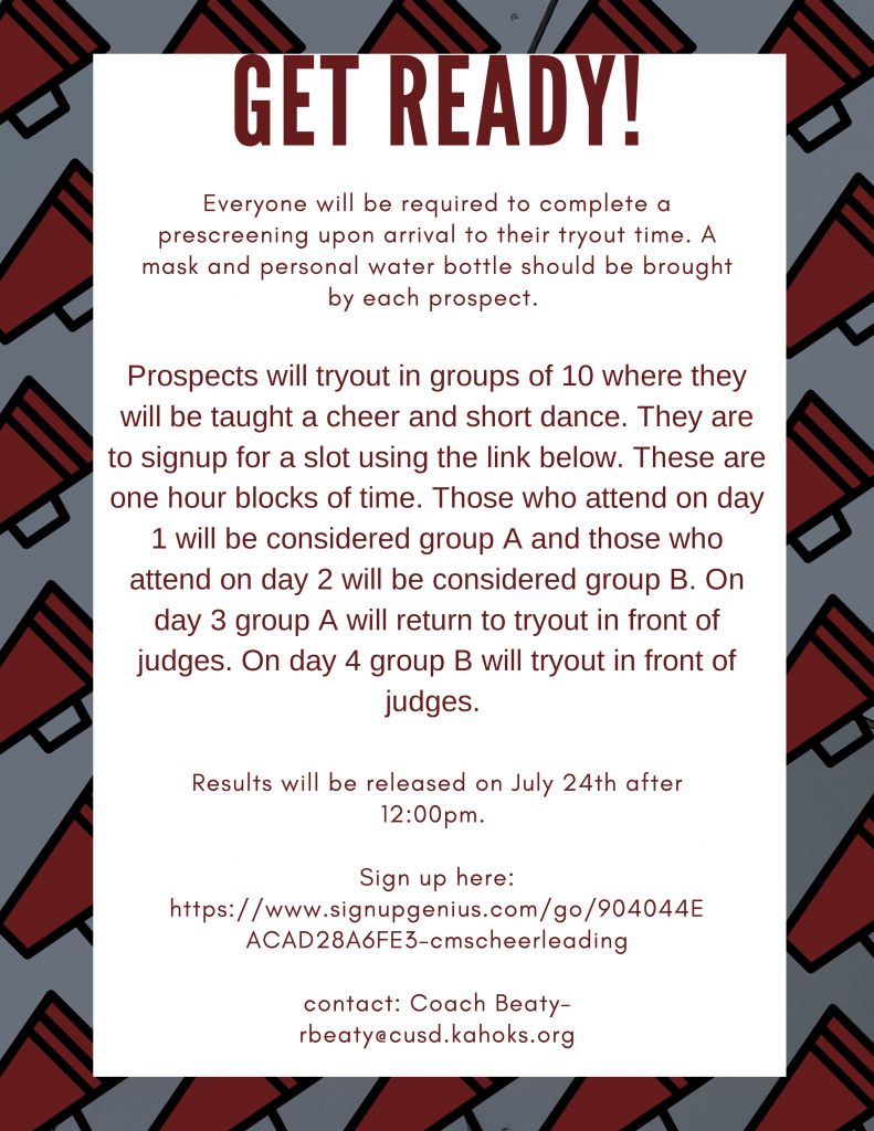 Details for 2020-21 CMS Cheer Tryouts