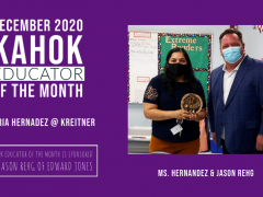 Kreitner's Maria Hernandez was December 2020 Kahok Educator of the Month