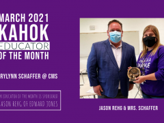 CMS' Marylynn Schaffer was March 2021 Kahok Educator of the Month