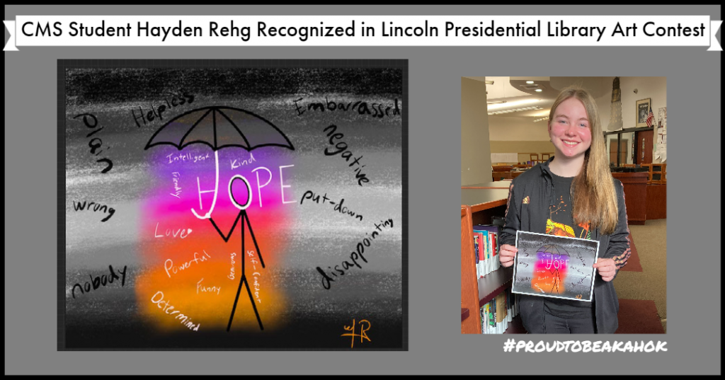 Artwork by CMS Student Hayden Rehg Recognized in Lincoln Library Contest