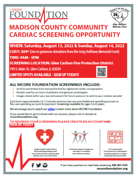 August 2022 Madison County Heart Screening Flier