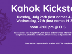 2022 Back-to-School Kahok Kickstart July 26/27 for CHS Students