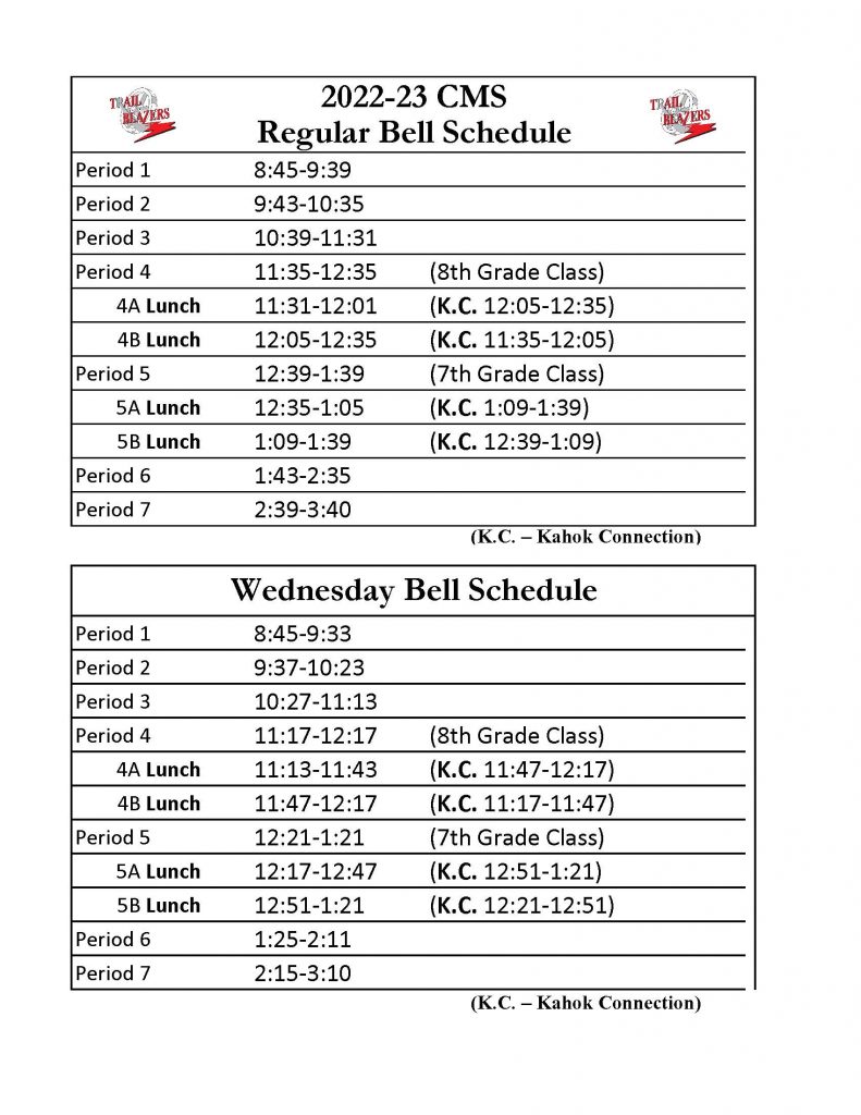 CMS 2022-23 Bell Schedule