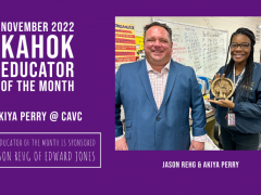 CAVC's Akiya Perry IS Nov 2022 KAHOK EDUCATOR OF THE MONTH
