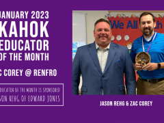 Renfro's Zac Corey is Jan 2023 Kahok Educator of the Month