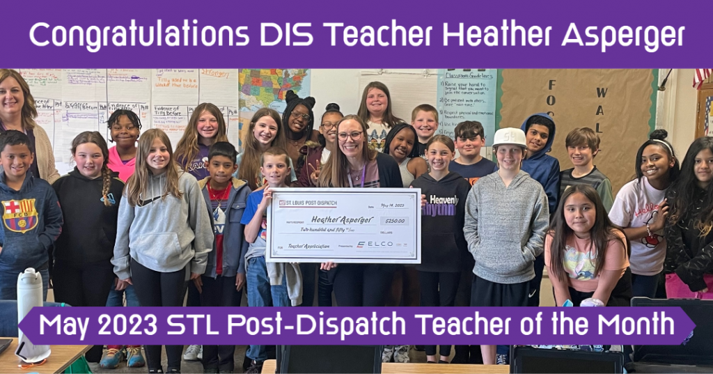 DIS Teacher Heather Asperger with Class - May 2023 St. Louis Post-Dispatch Teacher of the Month
