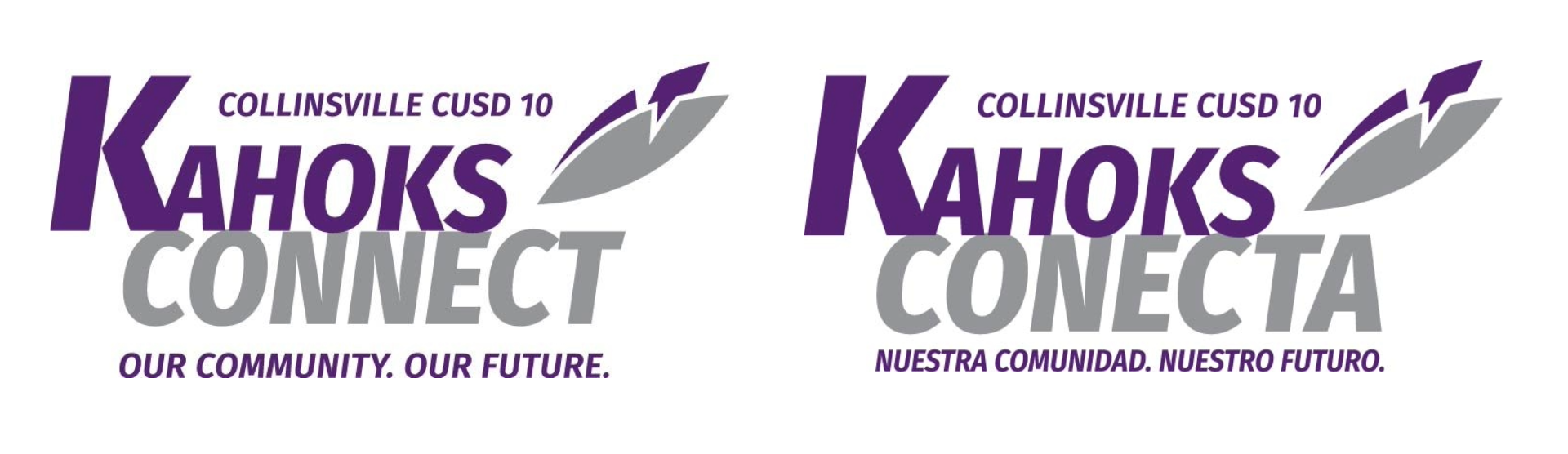 English & Spanish Kahoks Connect Logos