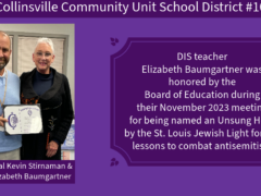 Dorris Intermediate School Principal Kevin Stirnaman and teach Elizabeth Baumgartner