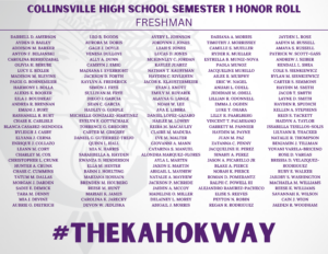 Collinsville High School Freshmen on Honor Roll First Semester 23-24