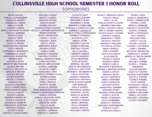 Collinsville High School Sophomores on Honor Roll First Semester 23-24