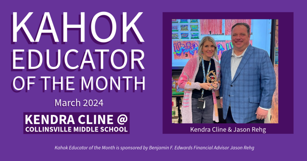 Collinsville Middle School Art Teacher Kendra Cline receives Educator of the month award March 2024